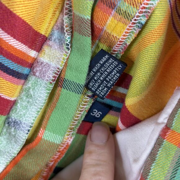 Polo Ralph Lauren Shorts Mens 36 Tyler Orange Green Loud Plaid Preppy‎ Pleated - Picture 6 of 12